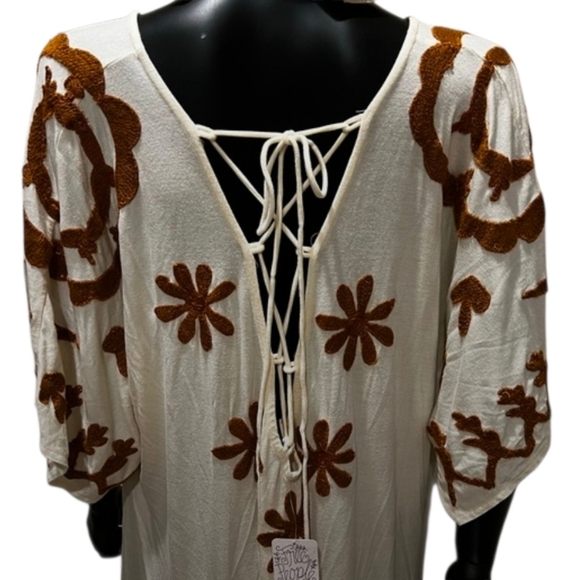 Free People Laguna Surf Cream and Tan Marigold Maxi Tee Dress Large - Picture 8 of 9